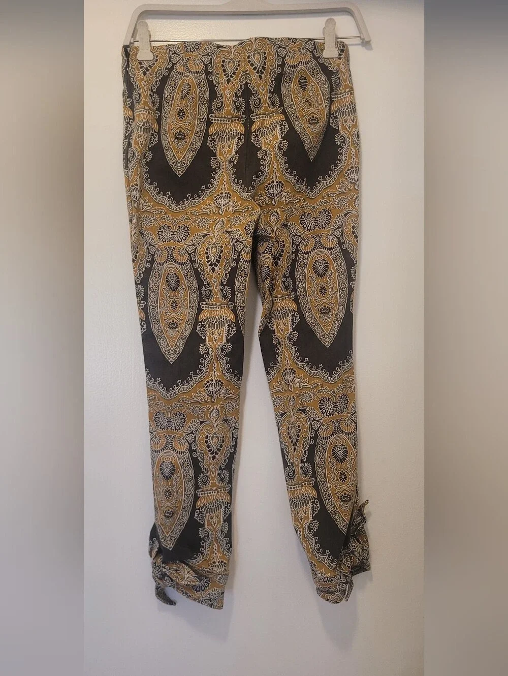 Free People Faux Suede Paisley Print Pants With Ankle Ties
